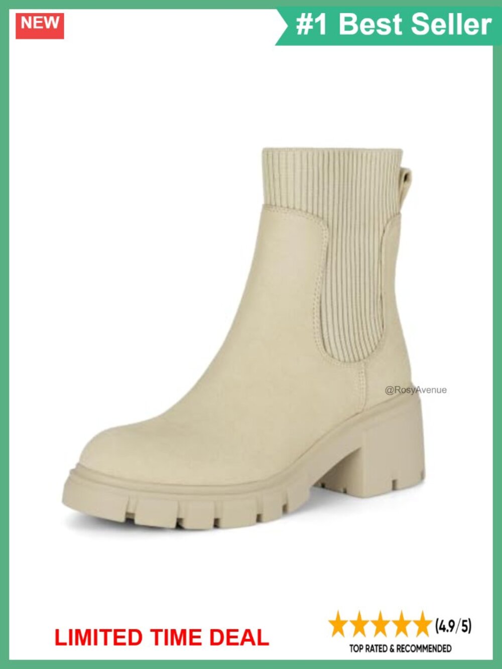 Women's Chunky Platform Chelsea Ankle Boots Suede PU Sock Booties Lug Sole